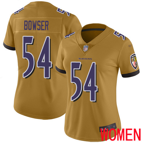 Baltimore Ravens Limited Gold Women Tyus Bowser Jersey NFL Football 54 Inverted Legend